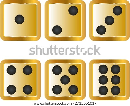 Dice gold icon. Isolated on transparent background.