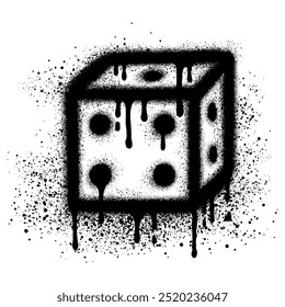 Dice graffiti with black spray paint. vector illustration.