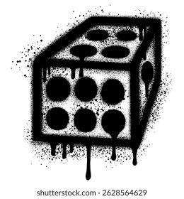 Dice graffiti with black spray paint. vector illustration.