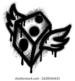 Dice graffiti with black spray paint. vector illustration.