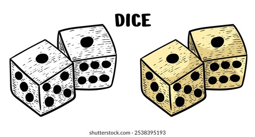 dice hand drawn engrave style vector art icon