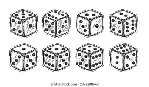 Dice hand drawn vector illustration