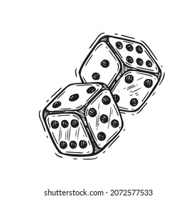 Dice hand drawn vector illustration.