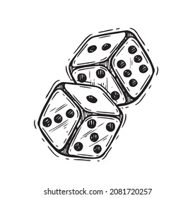 Dice hand drawn vector illustration.