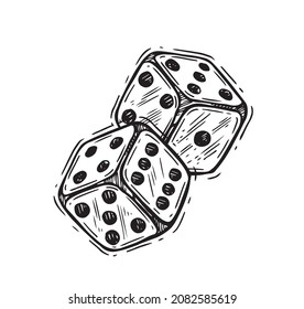 Dice hand drawn vector illustration.