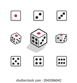 A dice has many sides with red dots illustration doodle