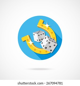 Dice and horseshoe icon. Vector Illustration.