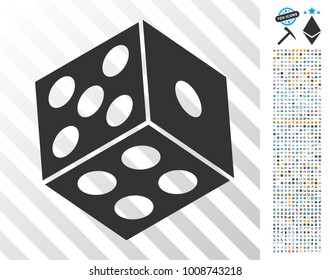 Dice icon with 700 bonus bitcoin mining and blockchain pictographs. Vector illustration style is flat iconic symbols designed for bitcoin websites.