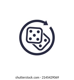 Dice icon with arrows on white