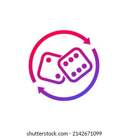 Dice icon with arrows, vector