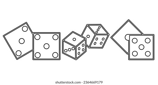 Dice icon black line design. Stock vector illustration.