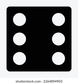 Dice icon in black and white. on a Transparent Background