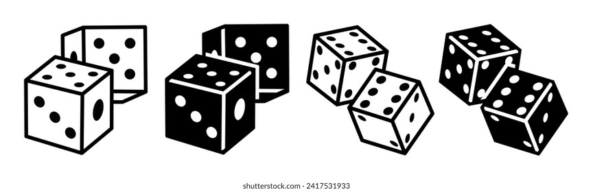 Dice icon black and white. stock vector.