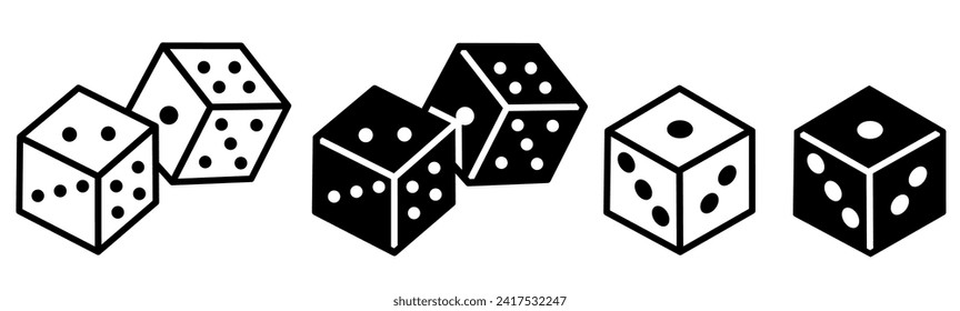 Dice icon black and white. stock vector.