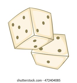 Dice icon in cartoon style isolated on white background. Game symbol