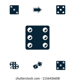 Dice icon. collection of 7 dice filled icons. editable dice icons for web and mobile.