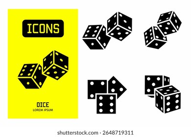 Dice icon. Collection vector illustration of icons for business. Black icon design.