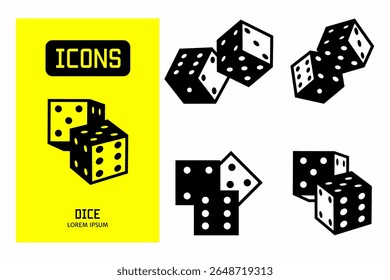Dice icon. Collection vector illustration of icons for business. Black icon design.