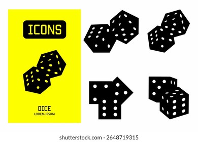 Dice icon. Collection vector illustration of icons for business. Black icon design.
