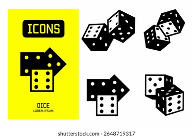 Dice icon. Collection vector illustration of icons for business. Black icon design.
