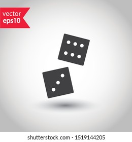 Dice icon. Dice cube vector sign. Casino dices flat icon