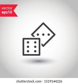 Dice icon. Dice cube vector sign. Casino dices flat icon