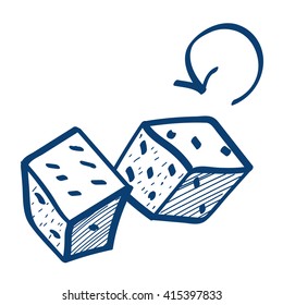 Dice icon. Design elements in hand drawn style.