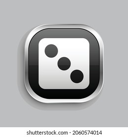 dice icon design. Glossy Button style rounded rectangle isolated on gray background.. Vector illustration