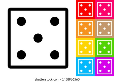 Dice Icon With Different Color Background