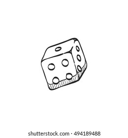 Dice icon in doodle sketch lines. Leisure game gambling playing chance opportunity