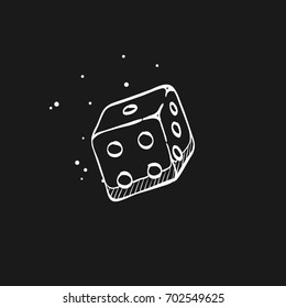 Dice icon in doodle sketch lines. Leisure game gambling playing chance opportunity