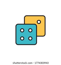 dice icon filled outline vector illustration full color. isolated on white background