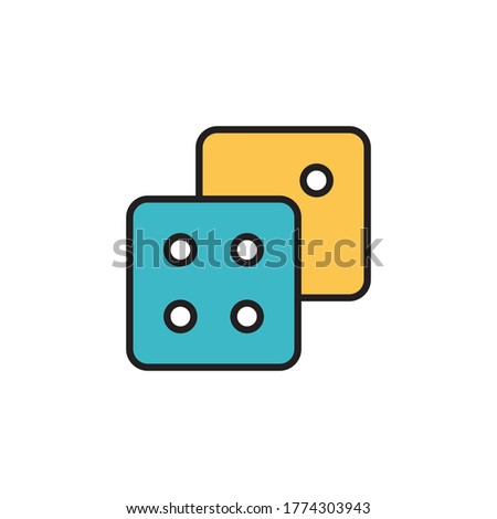 dice icon filled outline vector illustration full color. isolated on white background