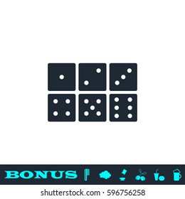 Dice icon flat. Black pictogram on white background. Vector illustration symbol and bonus button