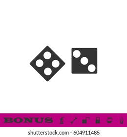Dice icon flat. Black pictogram on white background. Vector illustration symbol and bonus button