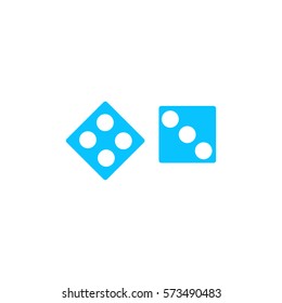 Dice icon flat. Blue pictogram on white background. Vector illustration symbol