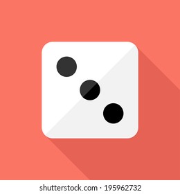 Dice icon. Flat design style modern vector illustration. Isolated on stylish color background. Flat long shadow icon. Elements in flat design. 
