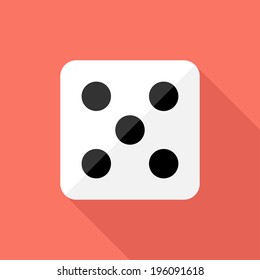 Dice icon. Flat design style modern vector illustration. Isolated on stylish color background. Flat long shadow icon. Elements in flat design.