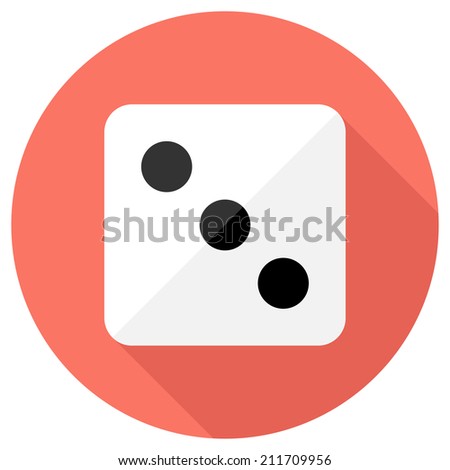 Dice icon. Flat design style modern vector illustration. Isolated on stylish color background. Flat long shadow icon. Elements in flat design.