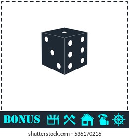 Dice icon flat. Simple vector symbol and bonus icon