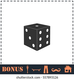Dice icon flat. Simple vector symbol and bonus icon