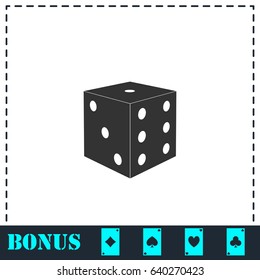 Dice icon flat. Simple vector symbol and bonus icon