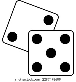 icono de dados, color blanco de estilo plano, moda de la suerte concepto de diseño de siete números, juego de casino juego objeto para web, aplicación, móvil, logotipo, vector de etiqueta aislado en fondo blanco.