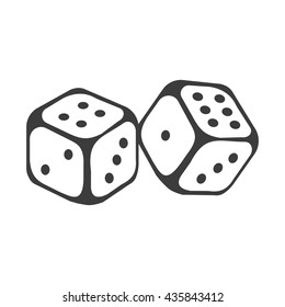 Dice icon. Flat vector illustration in black on white background. EPS 10