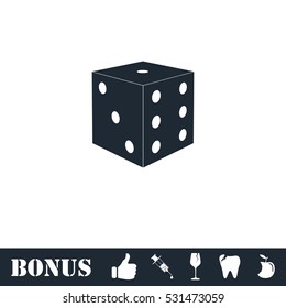 Dice icon flat. Vector illustration symbol and bonus pictogram