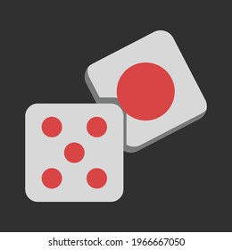 dice icon, gambling vector, rolling dice icon, in a flat style, suitable for gaming and gambling applications