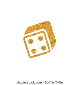 Dice icon in gold glitter texture. Sparkle luxury style vector illustration.