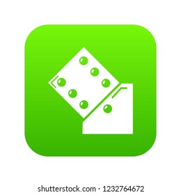 Dice icon green vector isolated on white background