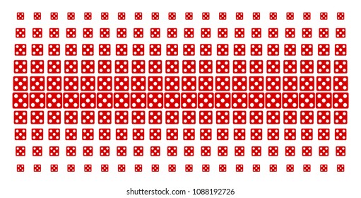Dice icon halftone pattern, designed for backgrounds, covers, templates and abstract concepts. Vector dice pictograms arranged into halftone matrix.