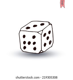 Dice icon, hand drawn vector illustration.